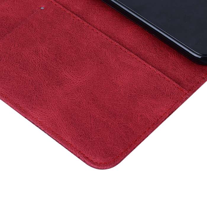 For iPhone 15 Pro Max Retro Skin Feel Butterflies Embossing Leather Phone Case(Red)