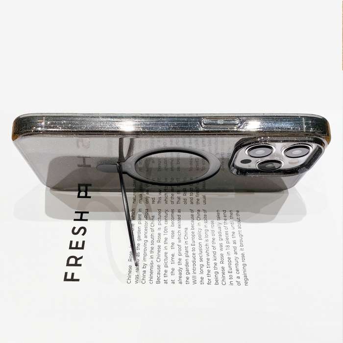 For iPhone 15 Glitter MagSafe Magnetic Phone Case with Stand(Black)