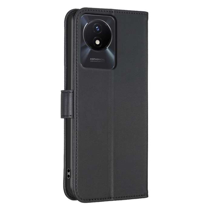 For vivo Y02 4G Four-leaf Embossed Leather Phone Case(Black)