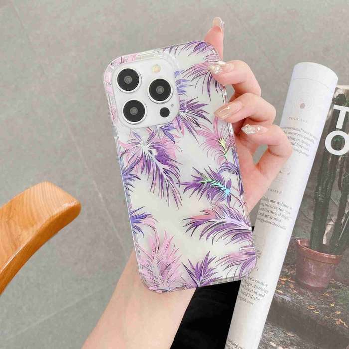 For iPhone 15 Pro Electroplated Symphony Phone Case(Feather)