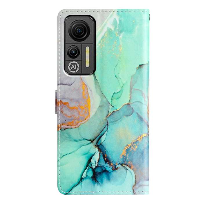 For Ulefone Note 14 Colored Drawing Leather Phone Case(Green Marble)