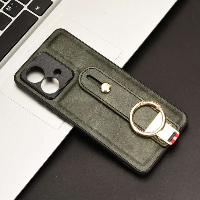 For Motorola Edge 40 Neo 5G Wristband Leather Back Phone Case(Green)