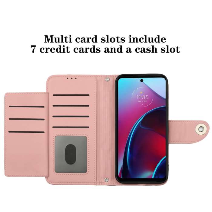 For Motorola Moto G Stylus 4G 2022 Rhombic Texture Flip Leather Phone Case with Lanyard(Coral Pink)