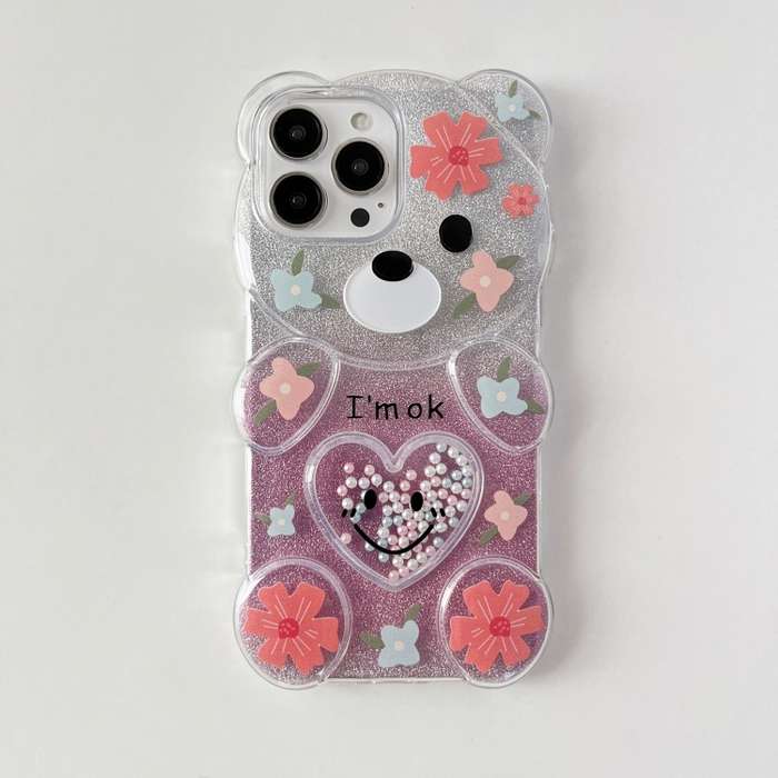 For iPhone 15 Bear Shaped Painted TPU Phone Case(Astronaut)