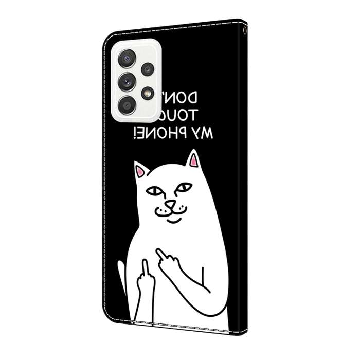 For Samsung Galaxy M53 5G Crystal Painted Leather Phone case(Dont Touch My Phone)