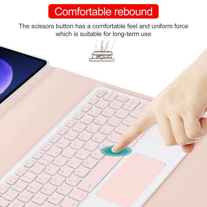 For Xiaomi Pad 6 Square Button Bluetooth Keyboard Rotatable Holder Leather Case with Touchpad(Rose G