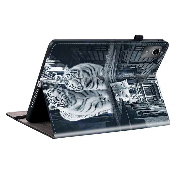For Lenovo Tab M11/ Xiaoxin Pad 11 2024 Crystal Texture Painted Leather Tablet Case(Cat Reflection T