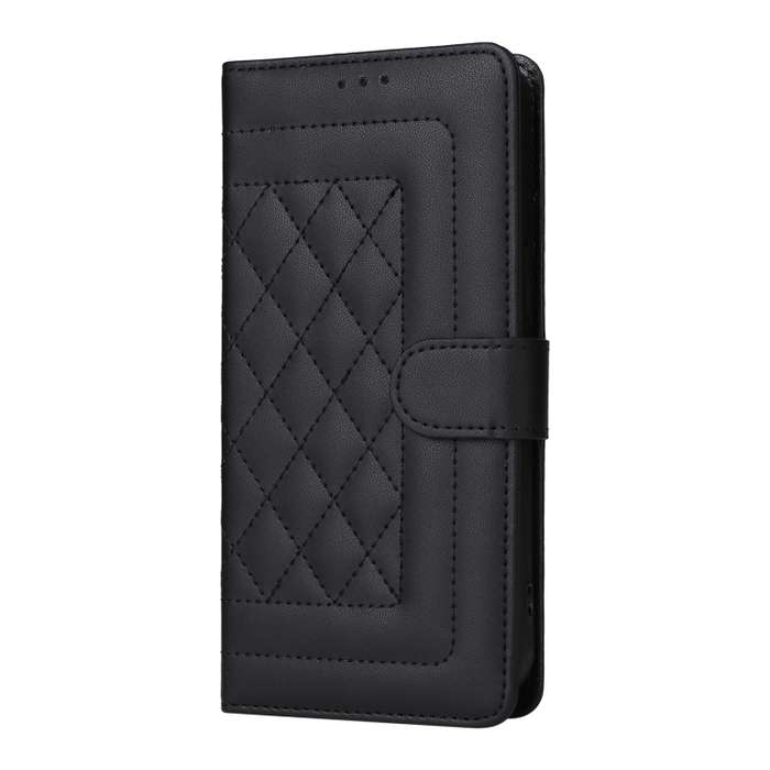 For iPhone 12 / 12 Pro Diamond Lattice Leather Flip Phone Case(Black)