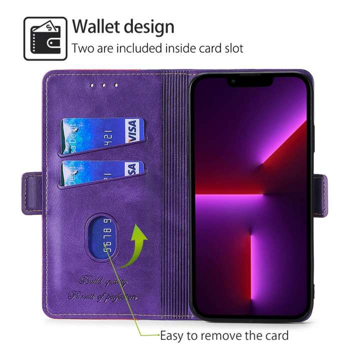 For Itel RS4 4G Contrast Color Side Buckle Leather Phone Case(Purple + Rose Red)