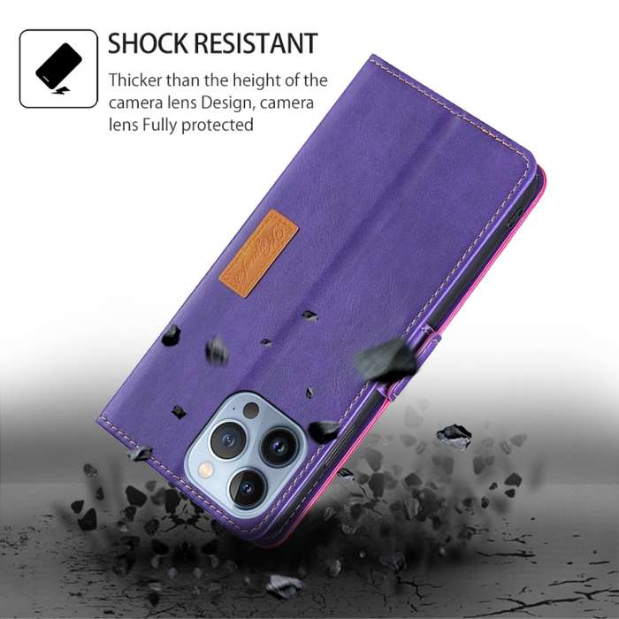 For Itel RS4 4G Contrast Color Side Buckle Leather Phone Case(Purple + Rose Red)