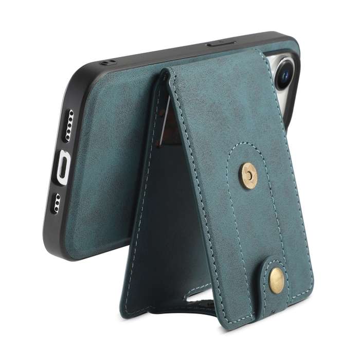 For iPhone 12/12 Pro Denior D14 NK Retro Pattern MagSafe Magnetic Card Holder Leather Phone Case(Blu