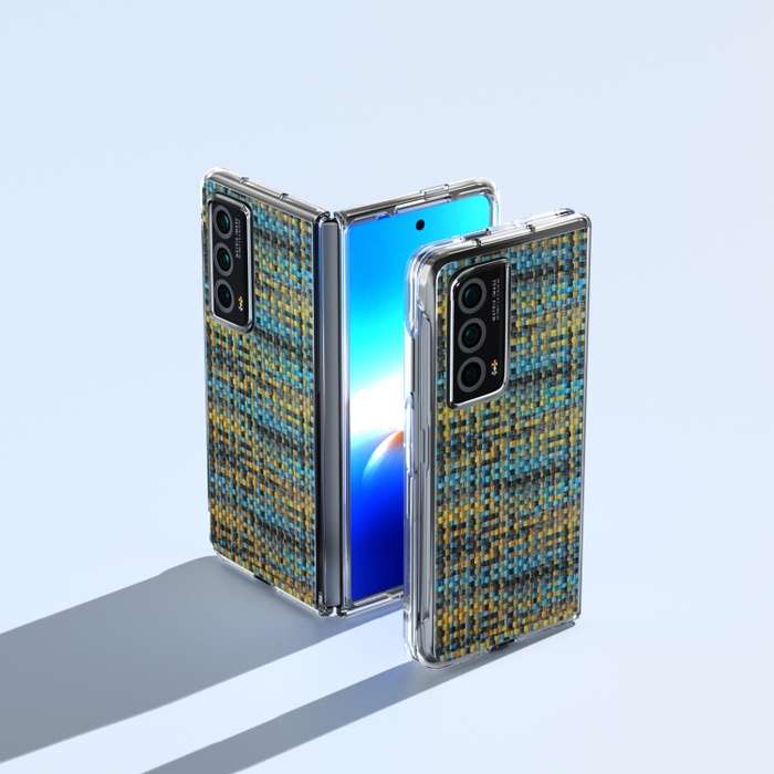 For Honor Magic Vs2 Colorful Rhombic Texture Transparent Frame PU Phone Case(Gold)