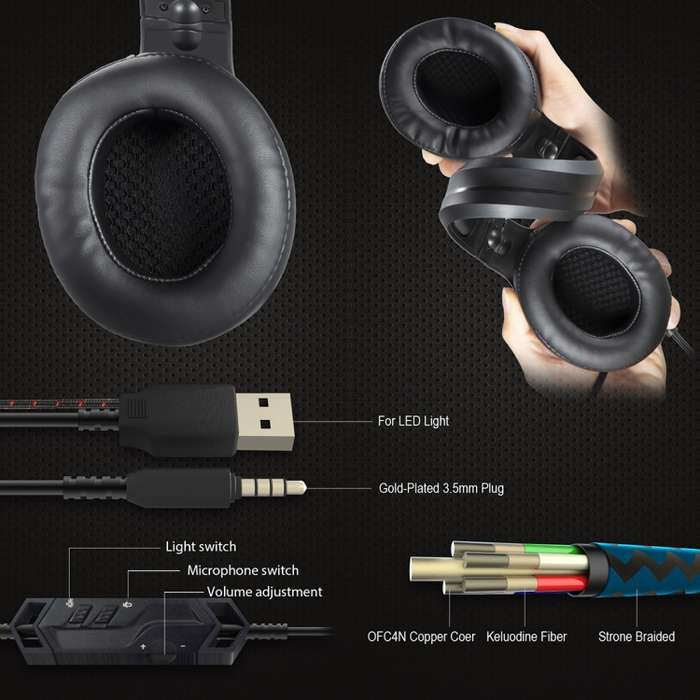 ONIKUMA K9 Single Plug RGB Adjustable Gaming Headphone with Microphone(Black)