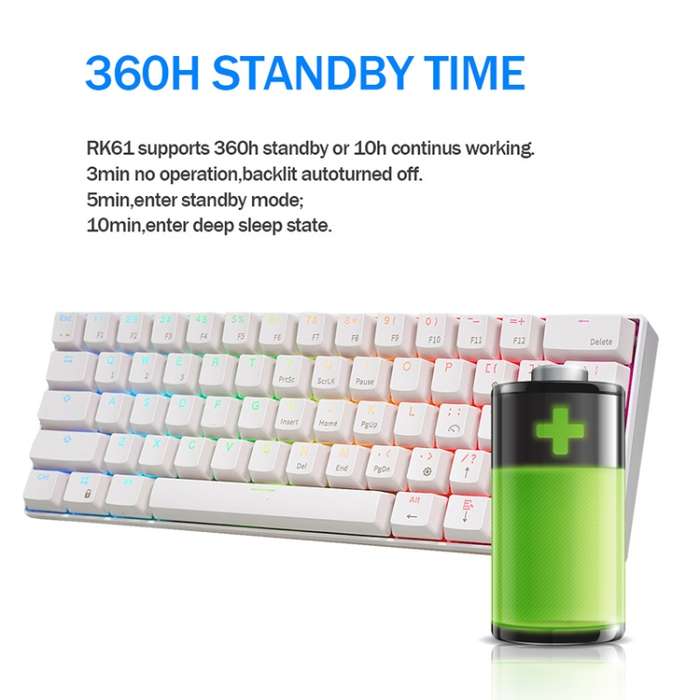 RK61 61 Keys Bluetooth / 2.4G Wireless / USB Wired Three Modes Red Switch Tablet Mobile Gaming Mecha