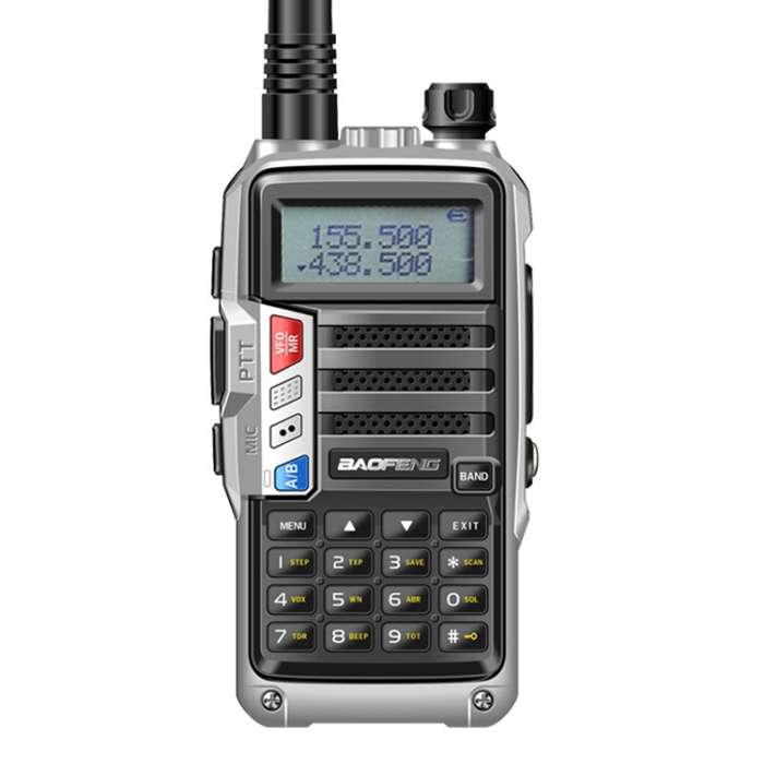 Baofeng BF-UV5R Plus S9 FM Interphone Handheld Walkie Talkie, EU Plug(Silver)
