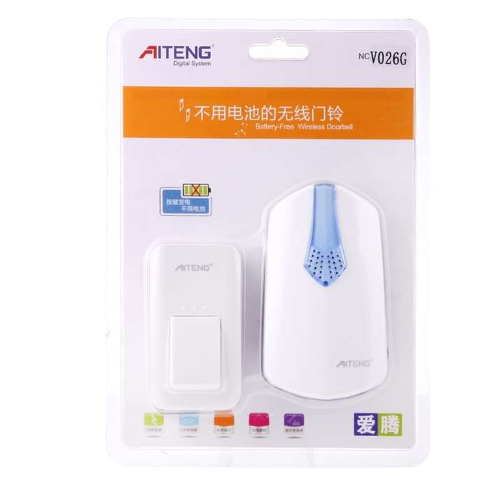 AITENG V026G Life Waterproof Battery-Free Wireless Doorbell, 1 Receiver + 1 x Transmitter, Receiver