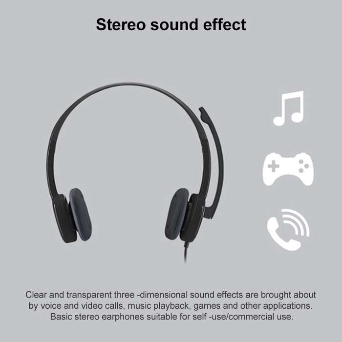 Logitech H151 Wired Headphone Single 3.5mm Earphone Gaming Headset Stereo with MIC