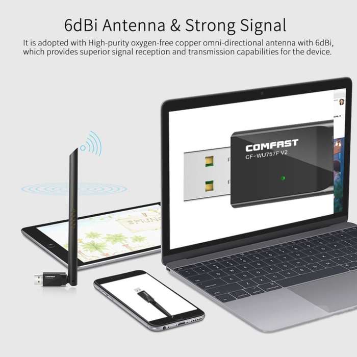 COMFAST CF-WU757F 150Mbps Wireless USB 2.0 Free Driver WiFi Adapter External Network Card with 6dBi