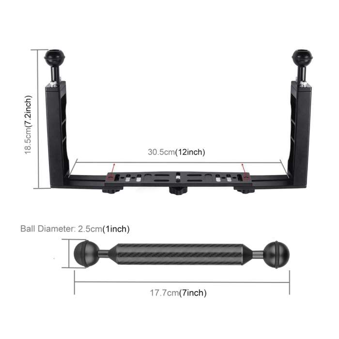 PULUZ Dual Handle Aluminium Tray Stabilizer with 4 x Dual Ball Aluminum Alloy Clamp & 2 x 7 inch Flo