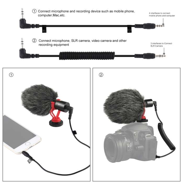 PULUZ Professional Interview Condenser Video Shotgun Microphone with 3.5mm Audio Cable for DSLR & DV