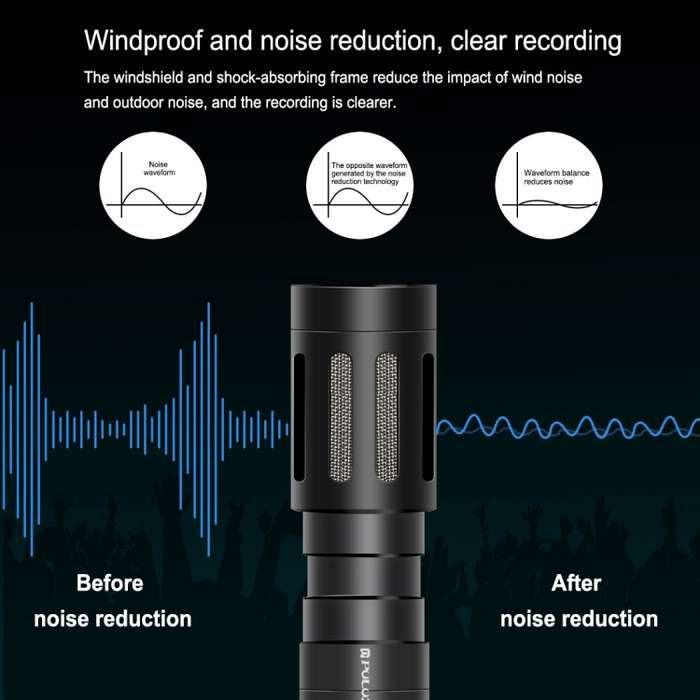 PULUZ Professional Interview Condenser Video Shotgun Microphone with 3.5mm Audio Cable for DSLR & DV