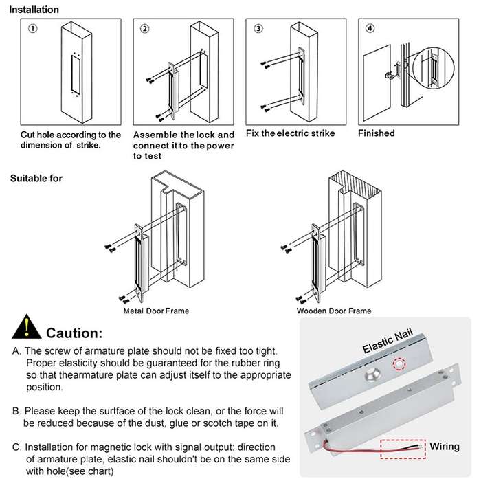 YH-280M Single Door Magnetic Lock With Mortise Mount (600Lbs)