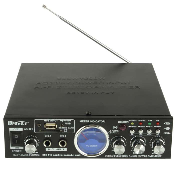 AK-901 Stereo Audio Karaoke Power Amplifier with Remote Control, Support SD Card / USB Flash Disk /