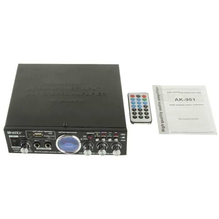 AK-901 Stereo Audio Karaoke Power Amplifier with Remote Control, Support SD Card / USB Flash Disk /