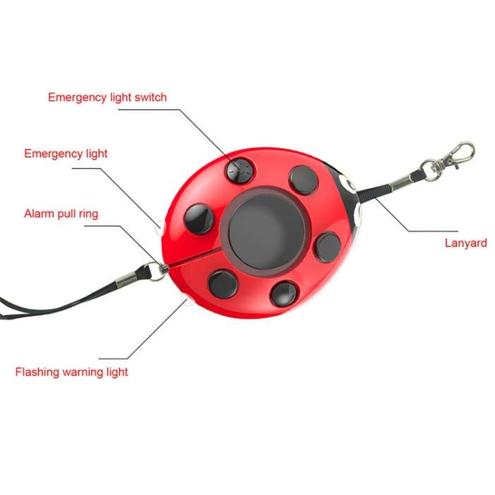 Ladybug Personal Alarm, Self-defense Defend Wolf, Mini Alarm for Girl and Kids(Red)