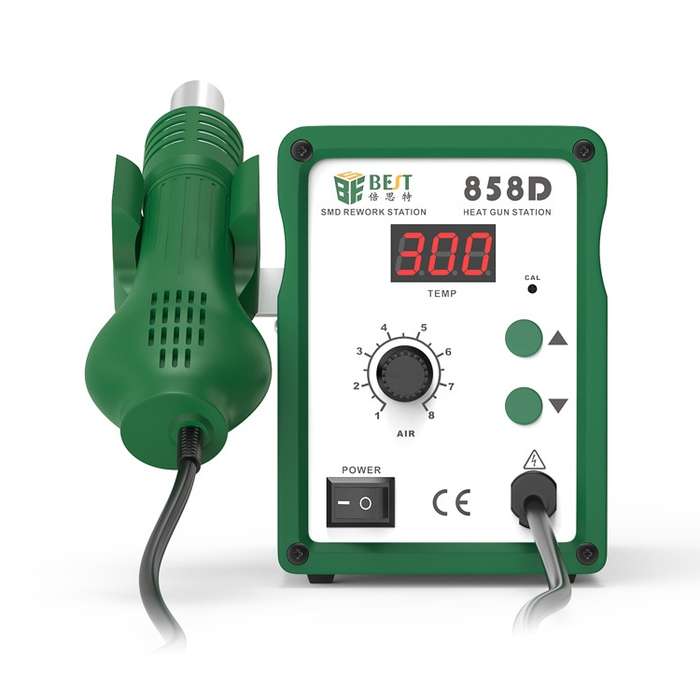 BEST BST-858D+ AC 220V 50Hz 650W LED Displayer Adjustable Temperature Unleaded Hot Air Gun with Hel