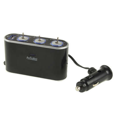 In Car USB & Triple Sockets with Switch for GPS / Mobile Phone / PDA
