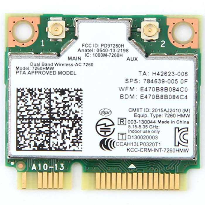 Dual Band Wireless Wifi Card for Intel 7260HMW Mini PCI-E 2.4G / 5Ghz WLAN Bluetooth 4.0 Wifi Card 8