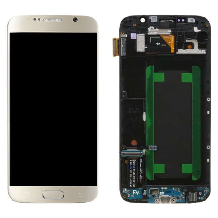 Original Super AMOLED LCD Screen For Samsung Galaxy S6 SM-G920F Digitizer Full Assembly with Frame (