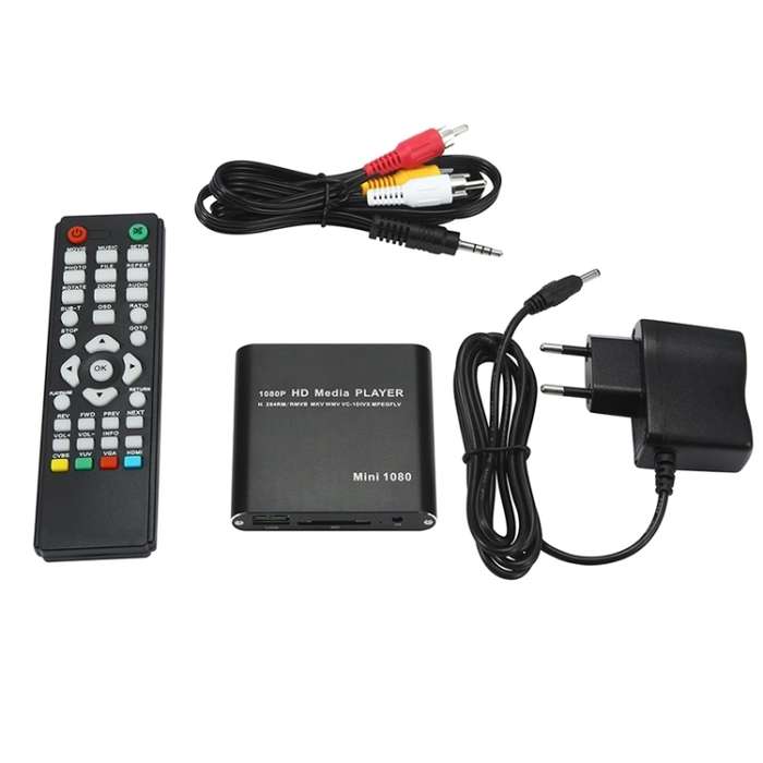 MINI 1080P Full HD Media USB HDD SD/MMC Card Player Box, EU Plug(Black)