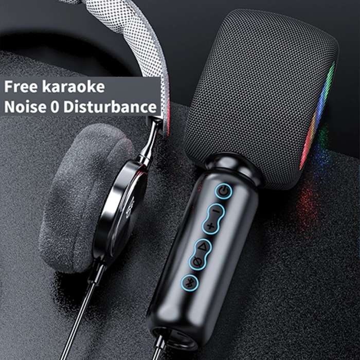 JY57 TWS Wireless Karaoke Microphone Bluetooth Handheld Portable Speaker Home KTV Player with LED Li