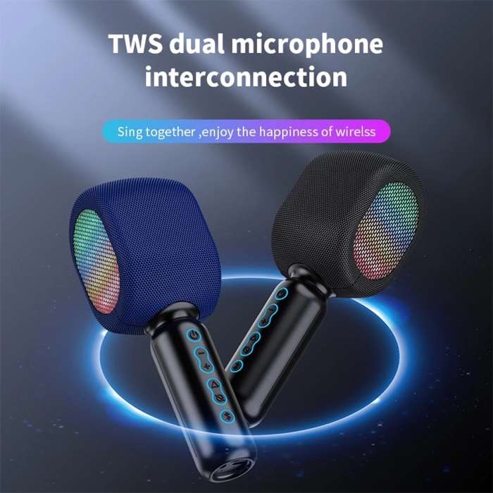 JY57 TWS Wireless Karaoke Microphone Bluetooth Handheld Portable Speaker Home KTV Player with LED Li