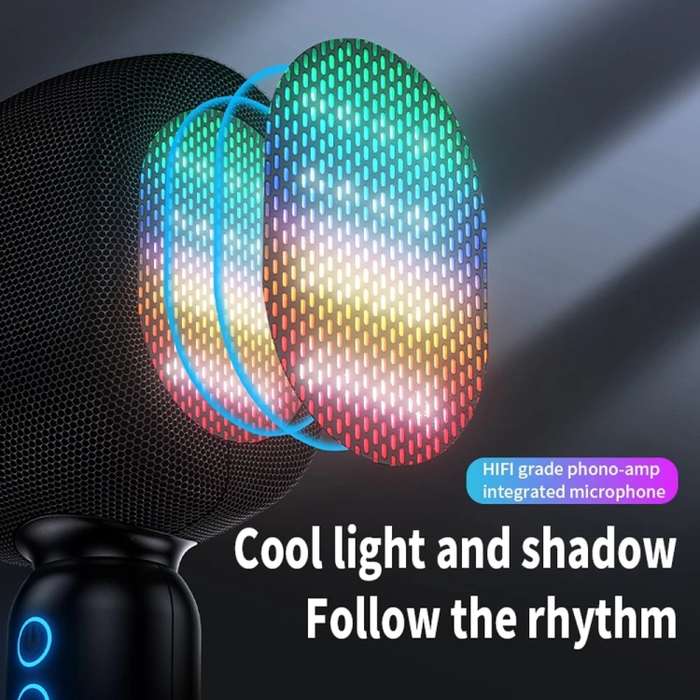 JY57 TWS Wireless Karaoke Microphone Bluetooth Handheld Portable Speaker Home KTV Player with LED Li