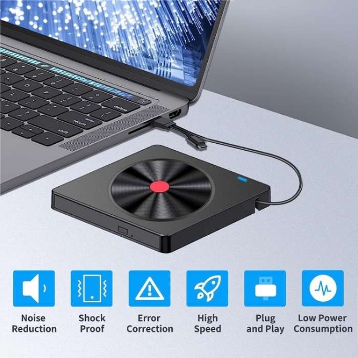 052 USB + Type-C DVD Burner Readable SD / TF Card DVD-RW Recorder PC External Optical Drive