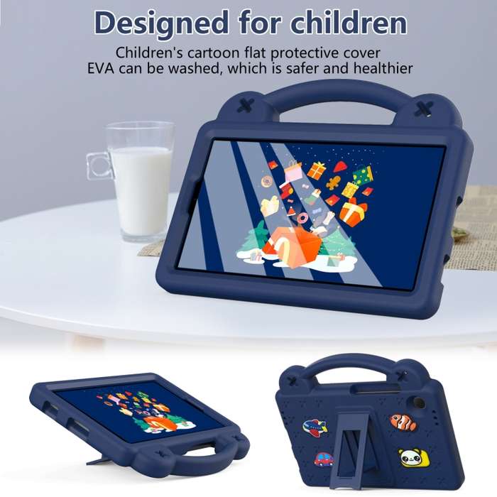 For Samsung Galaxy Tab A9 Handle Kickstand Children EVA Shockproof Tablet Case(Navy Blue)
