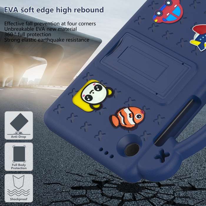 For Samsung Galaxy Tab A9 Handle Kickstand Children EVA Shockproof Tablet Case(Navy Blue)