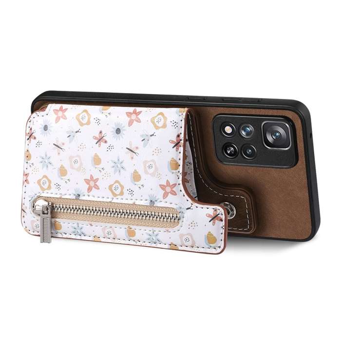 For Redmi Note 13 5G Retro Painted Zipper Wallet Back Phone Case(Brown)