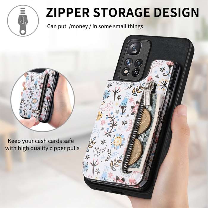 For Redmi Note 12 Pro 5G Retro Painted Zipper Wallet Back Phone Case(Black)