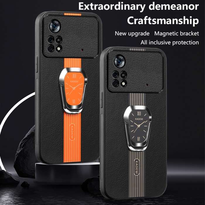 For Xiaomi Poco X4 Pro 5G Magnetic Litchi Leather Back Phone Case with Holder(Green)