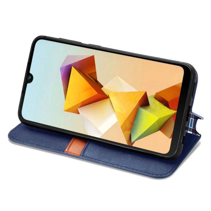 For ZTE Blade A33S Cubic Grid Pressed Magnetic Leather Phone Case(Blue)