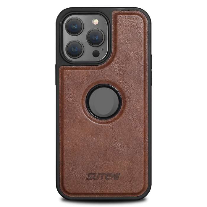 For iPhone 12 Pro Suteni G1 Magsafe Leather Back Phone Case(Brown)