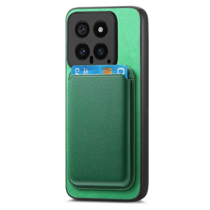 For Xiaomi 14 Ultra Retro Magsafe Card Bag PU Back Cover Phone Case(Green)