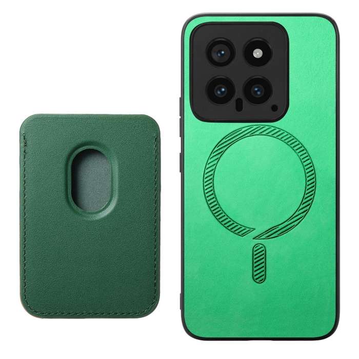 For Xiaomi 14 Ultra Retro Magsafe Card Bag PU Back Cover Phone Case(Green)