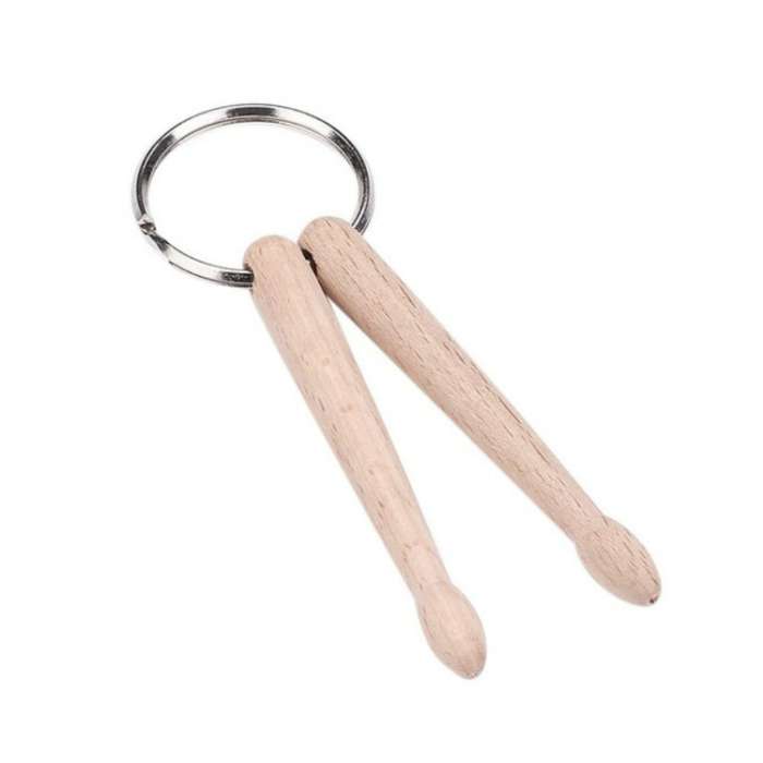 3 PCS Mini Drumsticks Keychain Beech Drum Sticks Percussion Music Gift(Double)