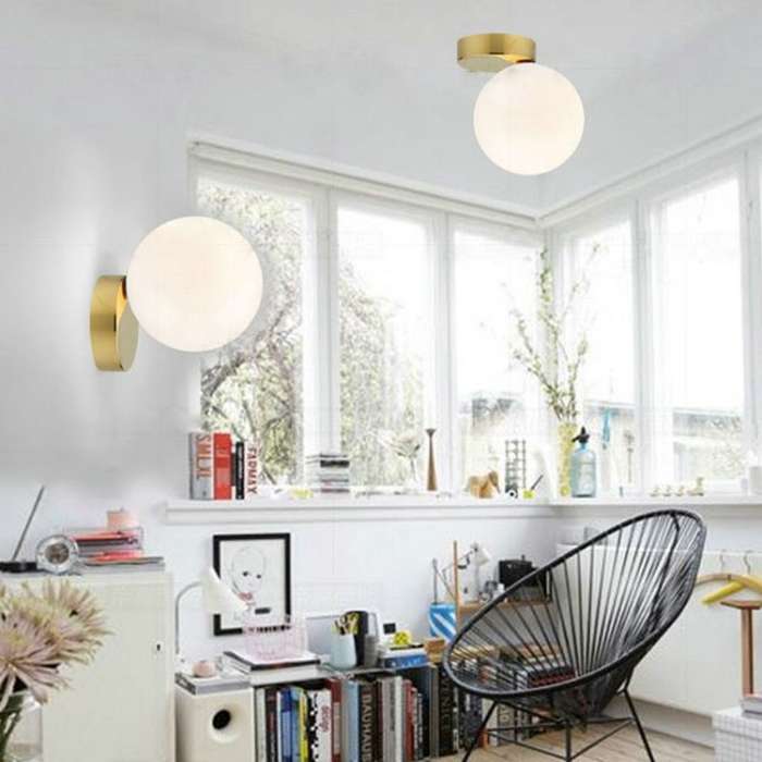 Modern Glass Ball Led Wall Lamp Bedroom Mirror Light Fixtures Indoor Bedside Lamp, Light Source:12W