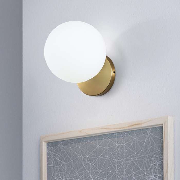 Modern Glass Ball Led Wall Lamp Bedroom Mirror Light Fixtures Indoor Bedside Lamp, Light Source:12W